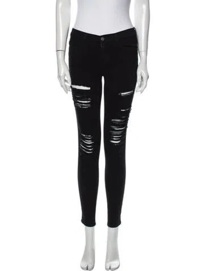 Pre-owned Frame Mid-rise Skinny Leg Jeans In Black