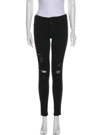 Pre-owned Frame Mid-rise Skinny Leg Jeans In Black