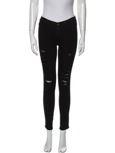 Pre-owned Frame Mid-rise Skinny Leg Jeans In Black