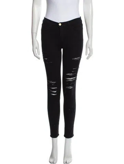 Pre-owned Frame Mid-rise Skinny Leg Jeans In Black