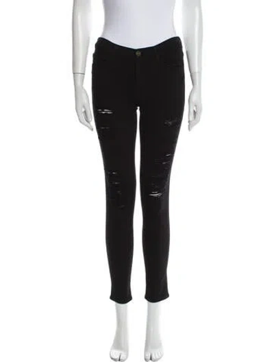 Pre-owned Frame Mid-rise Skinny Leg Jeans In Black