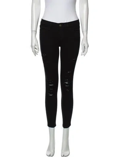 Pre-owned Frame Mid-rise Skinny Leg Jeans In Black