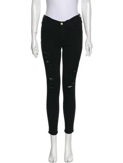 Pre-owned Frame Mid-rise Skinny Leg Jeans In Black