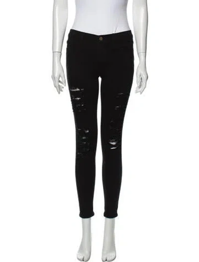Pre-owned Frame Mid-rise Skinny Leg Jeans In Black