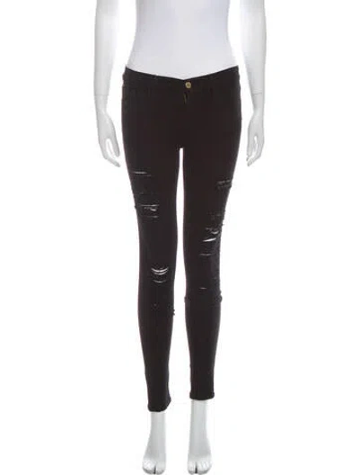 Pre-owned Frame Mid-rise Skinny Leg Jeans In Black