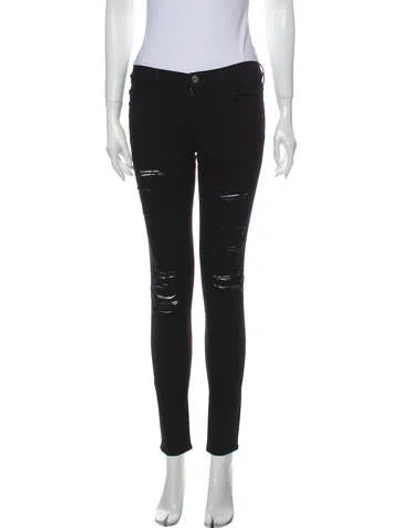 Pre-owned Frame Mid-rise Skinny Leg Jeans In Black