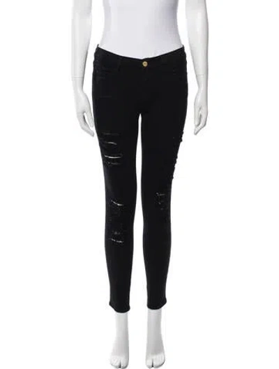 Pre-owned Frame Mid-rise Skinny Leg Jeans In Black