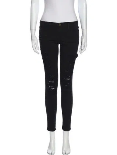 Pre-owned Frame Mid-rise Skinny Leg Jeans In Black