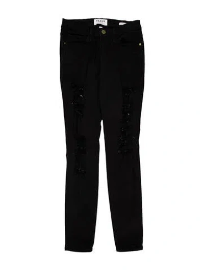 Pre-owned Frame Mid-rise Skinny Leg Jeans In Black
