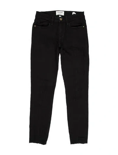 Pre-owned Frame Mid-rise Skinny Leg Jeans In Black