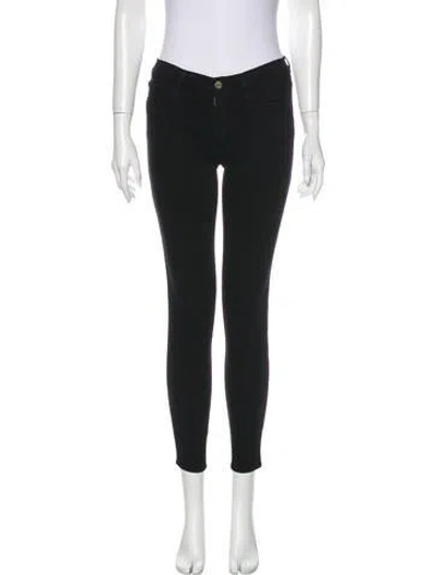 Pre-owned Frame Mid-rise Skinny Leg Jeans In Black
