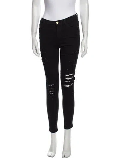 Pre-owned Frame Mid-rise Skinny Leg Jeans In Black