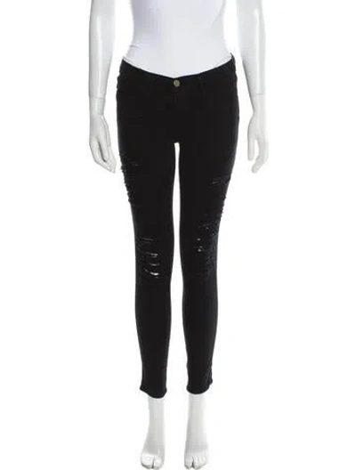Pre-owned Frame Mid-rise Skinny Leg Jeans In Black