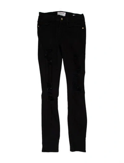 Pre-owned Frame Mid-rise Skinny Leg Jeans In Black