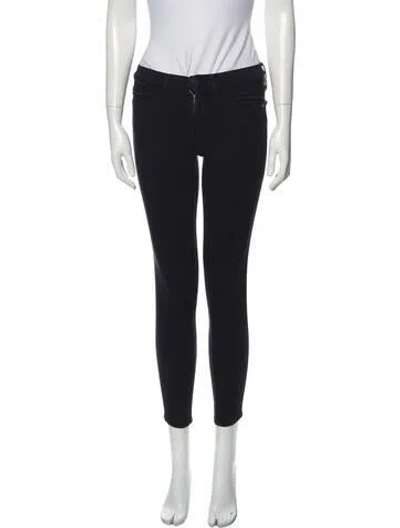 Pre-owned Frame Mid-rise Skinny Leg Jeans In Black