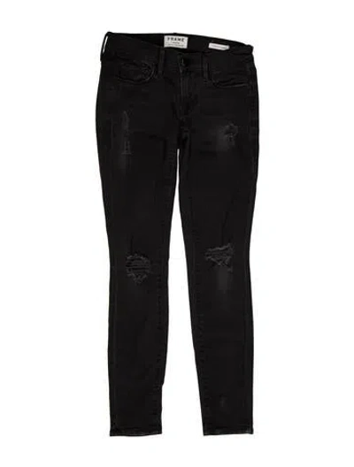 Pre-owned Frame Mid-rise Skinny Leg Jeans In Black