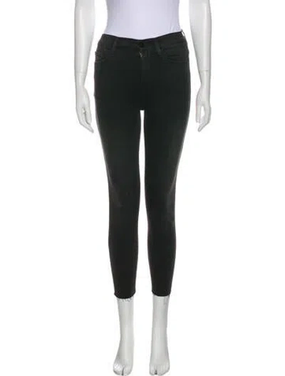 Pre-owned Frame Mid-rise Skinny Leg Jeans In Black