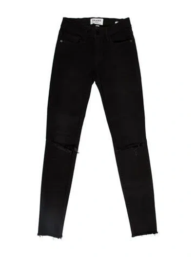 Pre-owned Frame Mid-rise Skinny Leg Jeans In Black