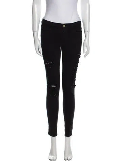 Pre-owned Frame Mid-rise Skinny Leg Jeans In Black