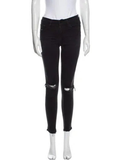 Pre-owned Frame Mid-rise Skinny Leg Jeans In Black