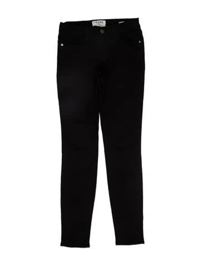 Pre-owned Frame Mid-rise Skinny Leg Jeans In Black