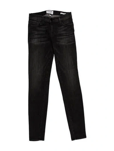 Pre-owned Frame Mid-rise Skinny Leg Jeans In Black