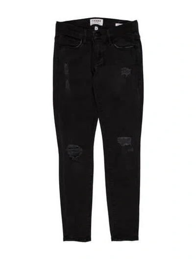 Pre-owned Frame Mid-rise Skinny Leg Jeans In Black