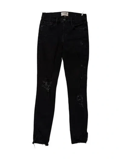 Pre-owned Frame Mid-rise Skinny Leg Jeans In Black