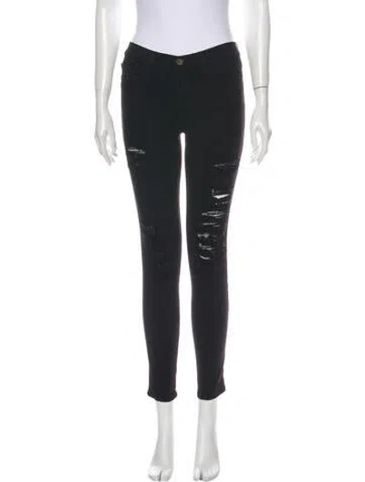 Pre-owned Frame Mid-rise Skinny Leg Jeans In Black