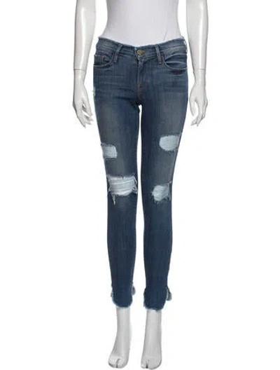 Pre-owned Frame Mid-rise Skinny Leg Jeans In Blue