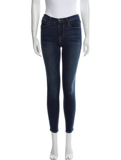 Pre-owned Frame Mid-rise Skinny Leg Jeans In Blue