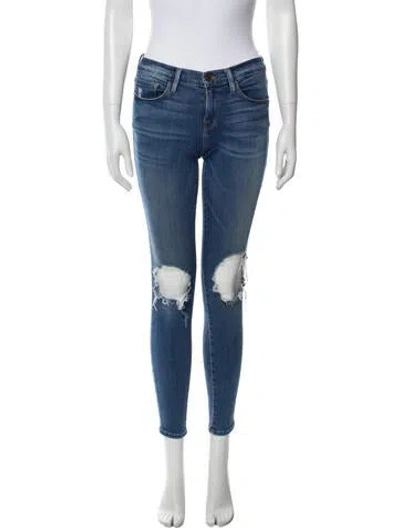 Pre-owned Frame Mid-rise Skinny Leg Jeans In Blue