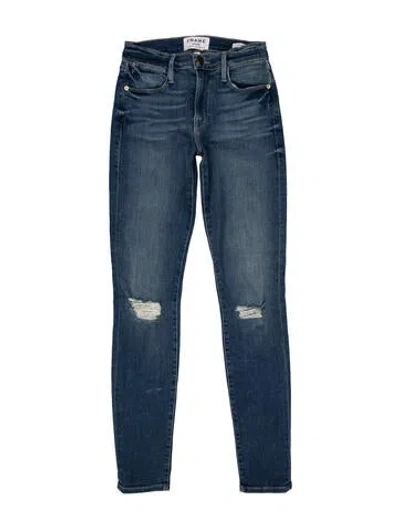 Pre-owned Frame Mid-rise Skinny Leg Jeans In Blue