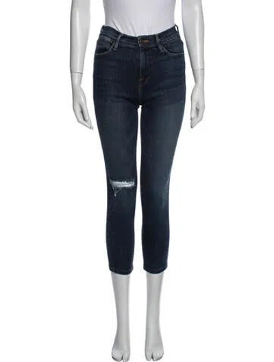 Pre-owned Frame Mid-rise Skinny Leg Jeans In Blue