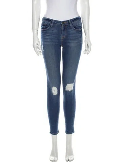Pre-owned Frame Mid-rise Skinny Leg Jeans In Blue