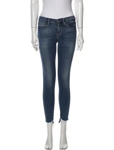 Pre-owned Frame Mid-rise Skinny Leg Jeans In Blue