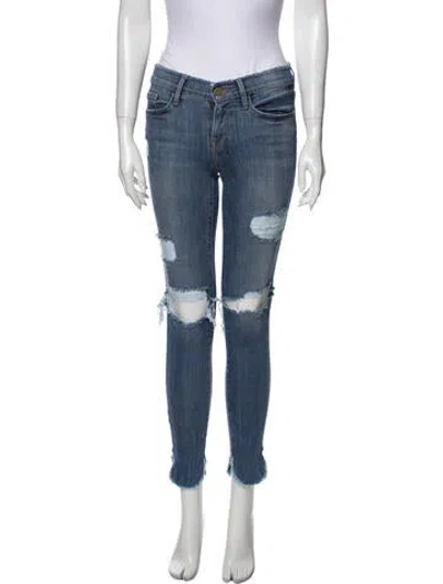 Pre-owned Frame Mid-rise Skinny Leg Jeans In Blue