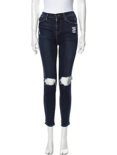 Pre-owned Frame Mid-rise Skinny Leg Jeans In Blue