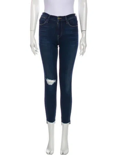 Pre-owned Frame Mid-rise Skinny Leg Jeans In Blue