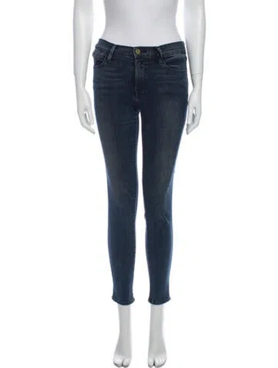 Pre-owned Frame Mid-rise Skinny Leg Jeans In Blue