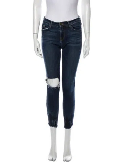 Pre-owned Frame Mid-rise Skinny Leg Jeans In Blue