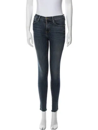 Pre-owned Frame Mid-rise Skinny Leg Jeans In Blue