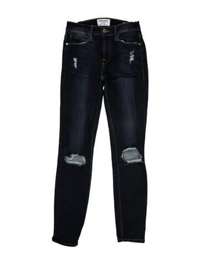 Pre-owned Frame Mid-rise Skinny Leg Jeans In Blue