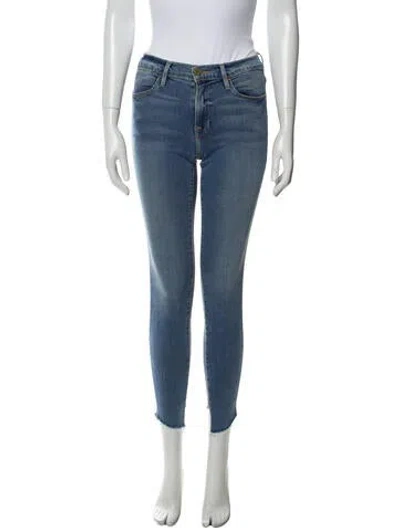 Pre-owned Frame Mid-rise Skinny Leg Jeans In Blue