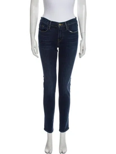 Pre-owned Frame Mid-rise Skinny Leg Jeans In Blue