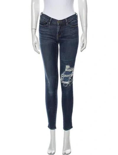 Pre-owned Frame Mid-rise Skinny Leg Jeans In Blue