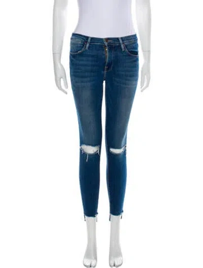 Pre-owned Frame Mid-rise Skinny Leg Jeans In Blue