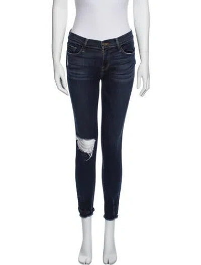 Pre-owned Frame Mid-rise Skinny Leg Jeans In Blue