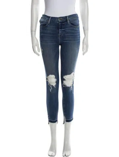 Pre-owned Frame Mid-rise Skinny Leg Jeans In Blue