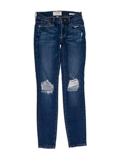 Pre-owned Frame Mid-rise Skinny Leg Jeans In Blue